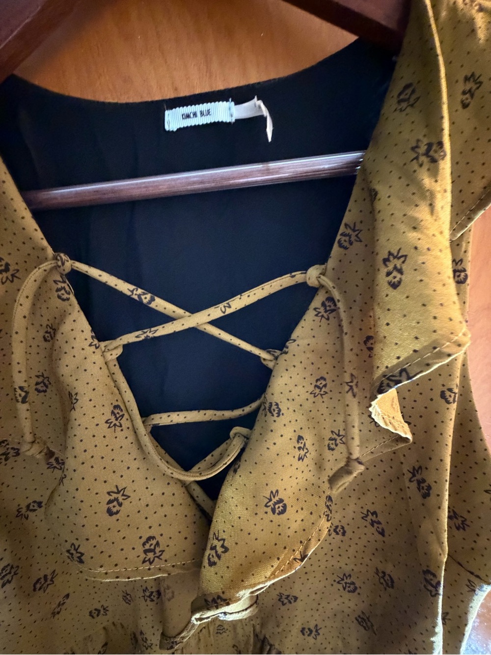 Kimchi Blue Mustard Floral Tie-Front Dress